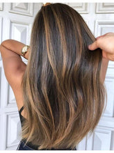 Remy Ombre Brown Highlights Natural Glueless Human Wigs Lace Front Wigs 360 Lace Wigs-Everyday Wigs